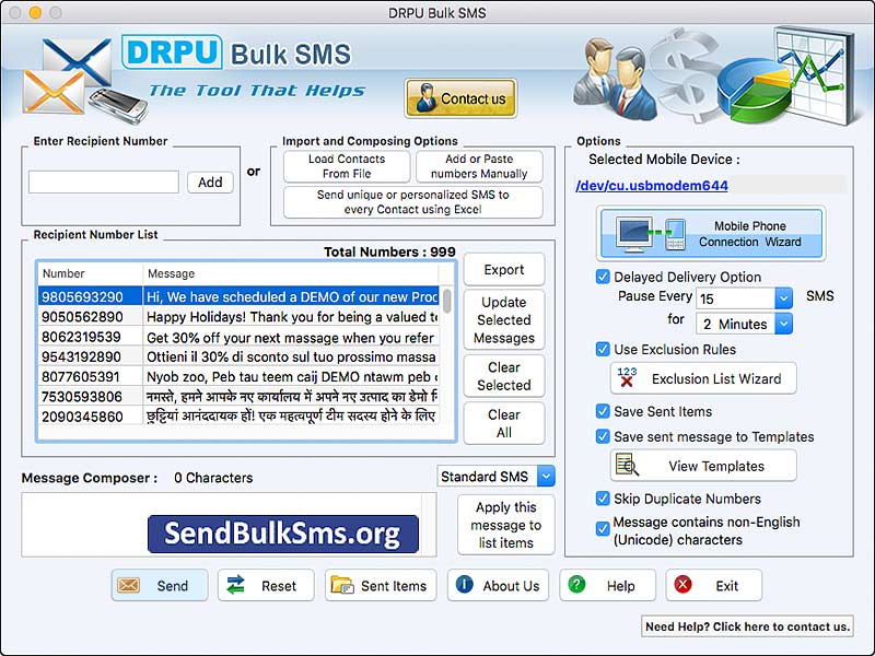 Mac Send Bulk SMS 8.2.1.0 full