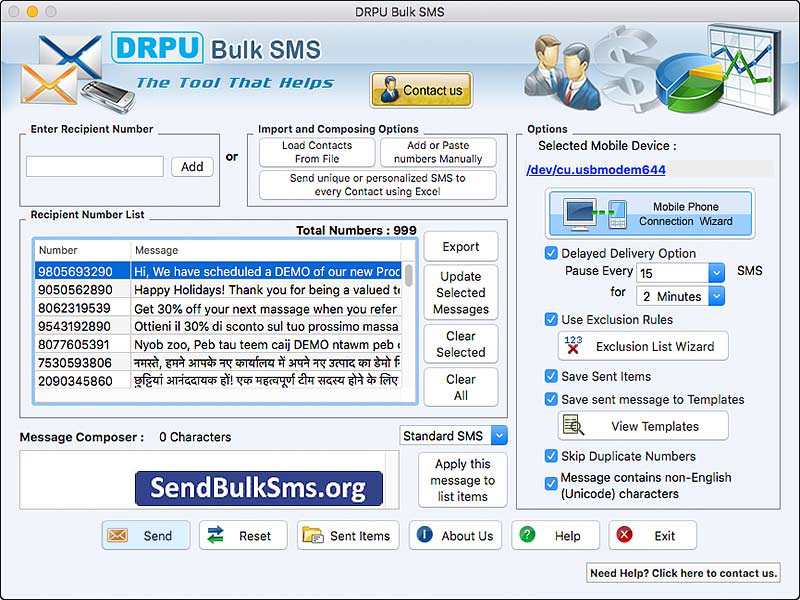 Mac Send Bulk SMS