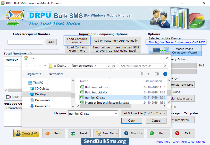 Send Bulk SMS Software for Windows based mobile