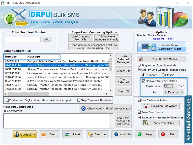 Screenshot of Send Bulk SMS Tool for Professional