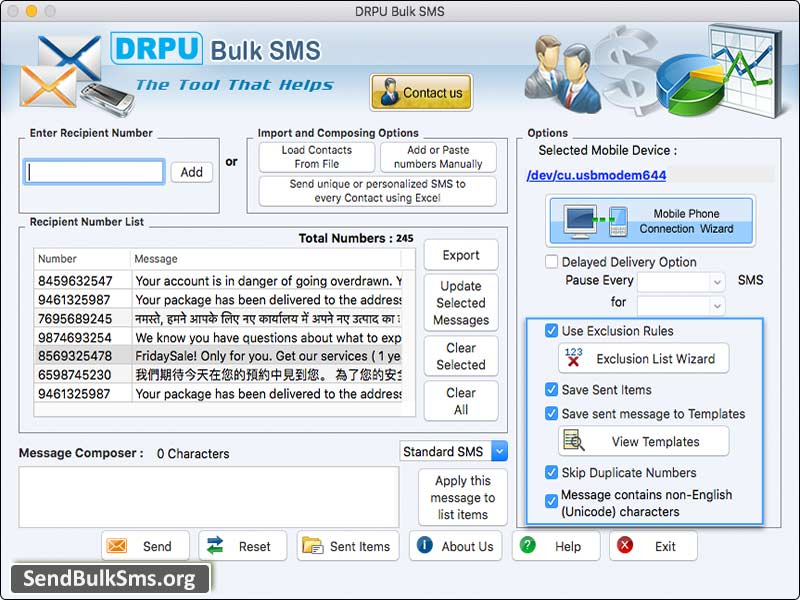 Screenshot of Mac Send Bulk SMS for Android Mobile