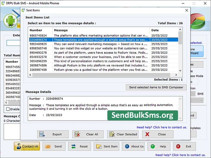 Screenshot of Send Bulk SMS for Android Mobile