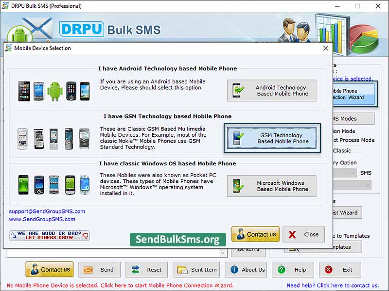Screenshot of Send Bulk SMS from Mobile
