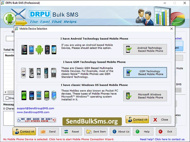 Screenshot of Send Bulk SMS for GSM Mobile