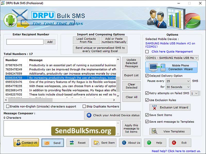 Windows 10 GSM Mobiles Bulk SMS Software full