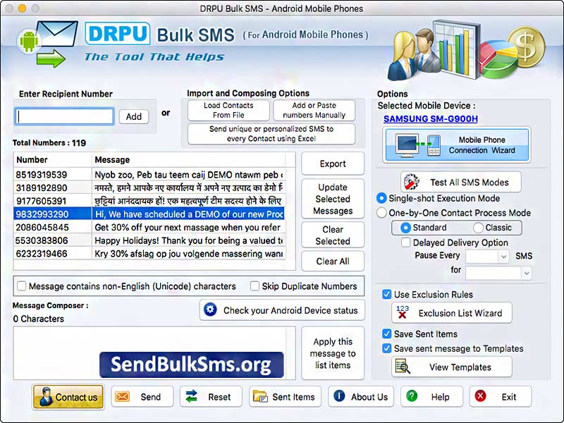 Screenshot of Mac Bulk SMS for Android Mobile