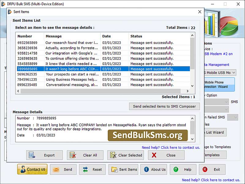 Bulk SMS Software for Multi Mobile software