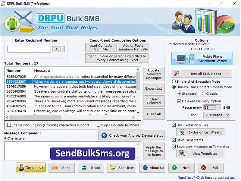 Screenshot of Send Bulk SMS Text