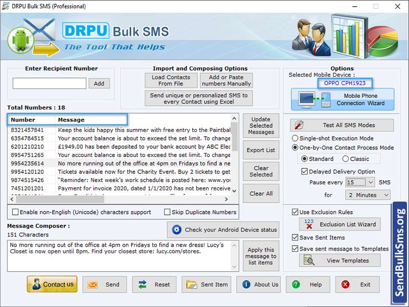 Screenshot of Bulk SMS PC to Mobile