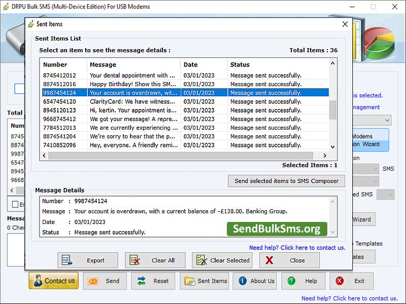 Screenshot of Modem Bulk SMS Software
