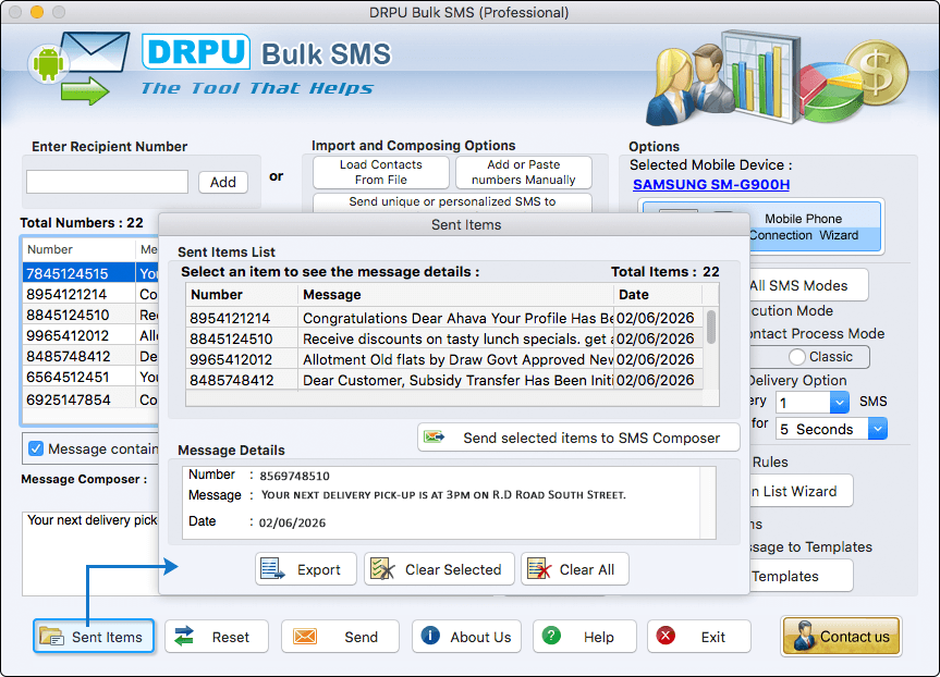 Mac Send Bulk SMS Software - Professional