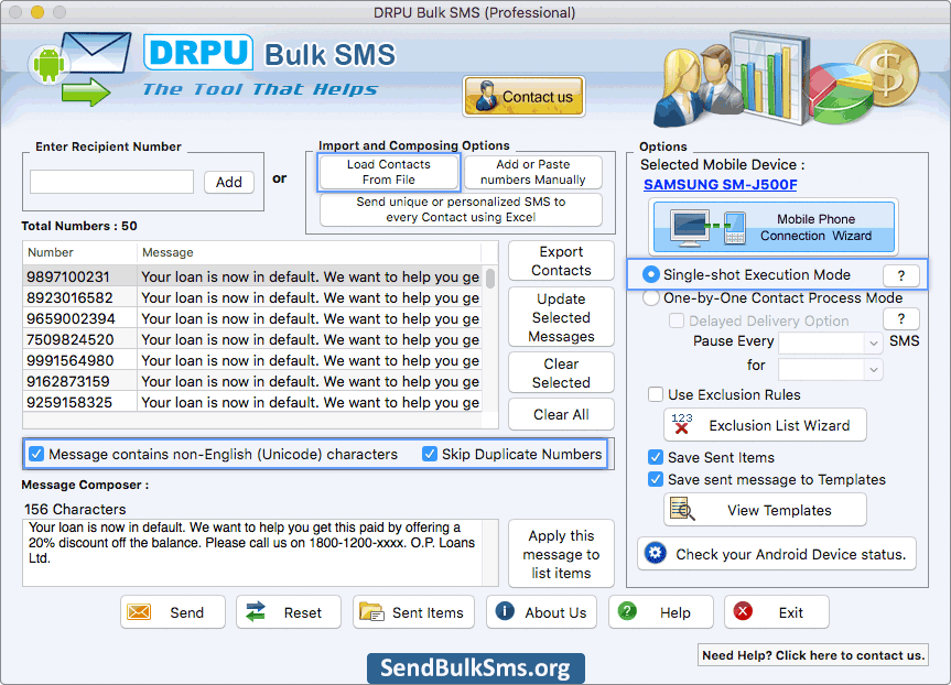 Mac Send Bulk SMS Software - Professional