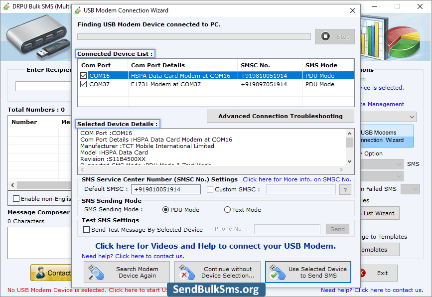 USB Modem Connection Wizard